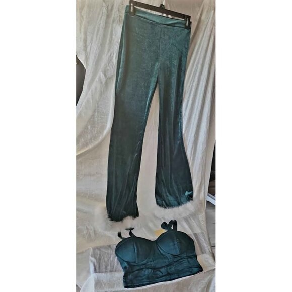 CHRISTMAS LOUNGE SET GREEN VELVET SZ M - Picture 8 of 8